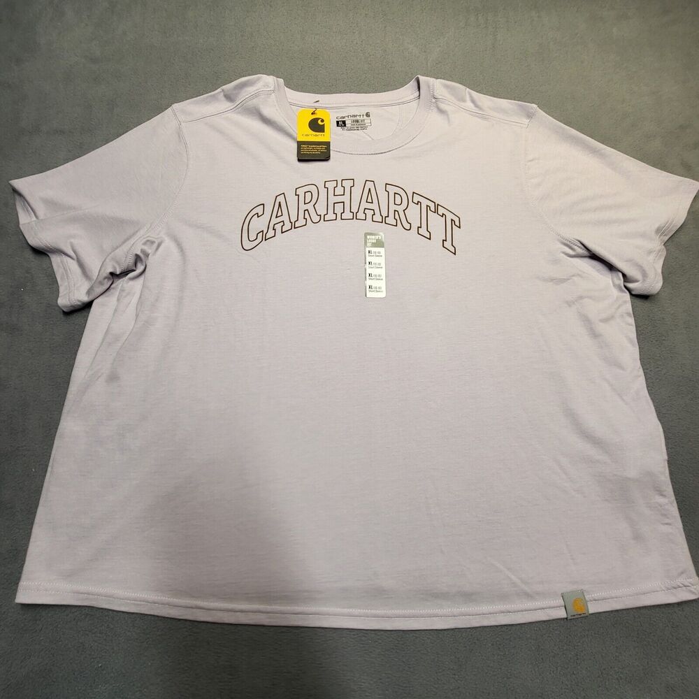 Carhartt Womens XL Lilac Short Sleeve Lightweight Shirt Loose Fit Graphic Tee